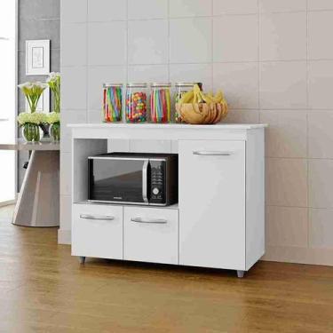 Imagem de Balcão Multiuso Para Forno 3 Portas Liza - Branco - Moblis