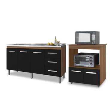 Imagem de Kit Balcão Diana Para Pia 150cm E Balcão Multiuso Angela para Microond