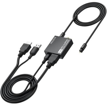 Imagem de PROZOR Adaptador HDMI ARC para áudio óptico de 192 KHz, extrator de áudio ARC, conversor HDMI (ARC) para Toslink óptico/coaxial, para amplificador de TV para alto-falante (não reversível)