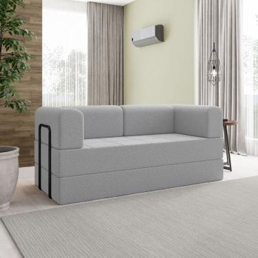 Imagem de Sofá na Caixa Modular 2 lugares Linho Bege Maya Para Sala