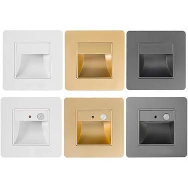 Imagem de Escadas Led Luz Sensor De Movimento 3w Luzes Noturnas Embutidas Lâmpada De Arandela De Parede Iluminação Interna Para Corredor De Escada Led, Warm White (2700-3500k), Gold