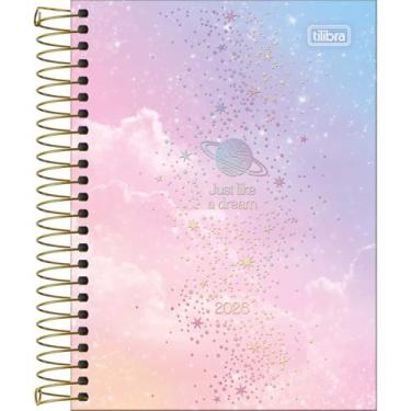 Imagem de Tilibra - Agenda Espiral Diária 11,7 x 16,4 cm Magic 2026 - Degradê Azul, Rosa e Laranja