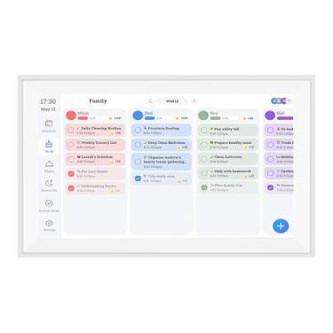 Imagem de Fockety Calendário Digital, 15.6in 1080P FHD APP Previsão do Tempo Inteligente Touchscreen Wall Planner Chore Chart Calendário Eletrônico para Agendas Familiares, Semanal e (Plugue dos EUA 100-240V)
