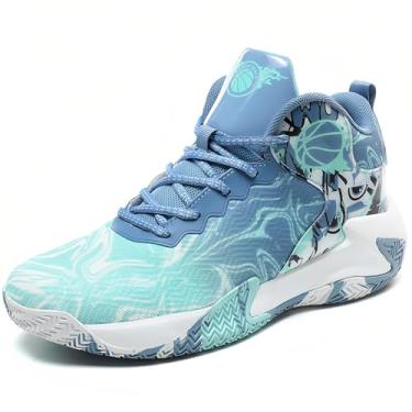 Imagem de Novetra Tênis de basquete masculino, antiderrapante e leve, para esportes ao ar livre, calçados de treinamento(Blue,38 BR)