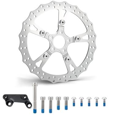 Imagem de MoKitDora Disco de freio de 35,56 cm único dianteiro flutuante para Harley 2006-2017 Dyna Street Fat Bob Super Wide Sport Glide 2015–up Softail Low Rider Breakout Deluxe Heritage Classic polido à mão