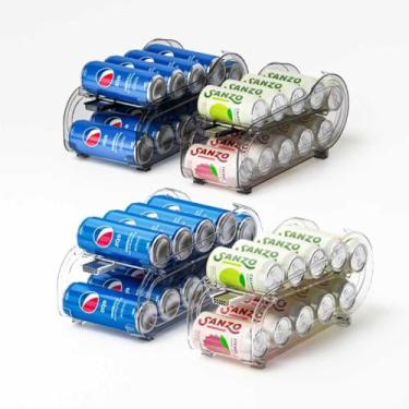 Imagem de Organizador de bebidas para geladeira, dispensador organizador de latas de refrigerante para geladeira com rolamento automático, organize tamanho padrão de 325 ml ou latas de 340 ml, economize espaço