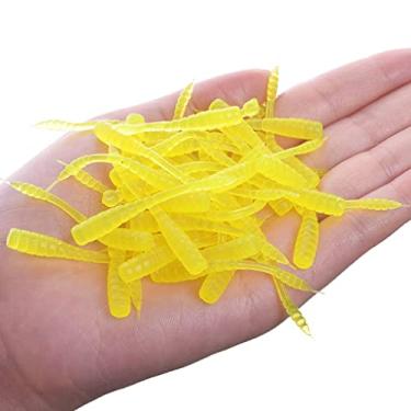 Imagem de ZZTWER Isca macia de minhoca vermelha com cheiro de 50 peças, isca de pesca realista com simulação realista de 45 mm iscas artificiais de silicone com sabor de camarão