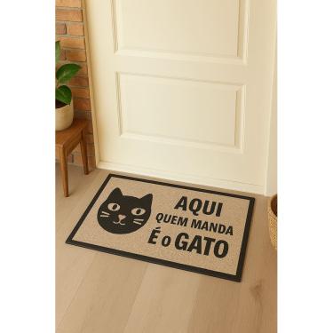 Imagem de Capacho Vinílico Estampado Antiderrapante 60x40cm Gato Uzoo