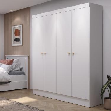 Imagem de Guarda-Roupa Solteiro 4 Portas Jacob 135 cm - Branco