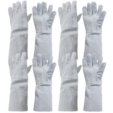 Imagem de Kit 10 Pares Luva de Raspa em Couro Punho 20 Proteção Individual EPI Segurança do Trabalho Soldador Construção Civil Indústria