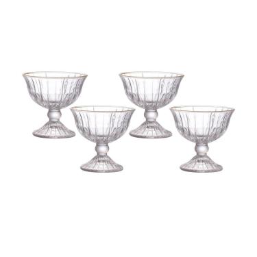 Imagem de Conjunto de Taças para Sobremesa Hauskraft Melina 200 ml com Borda Dourada - 4 Peças