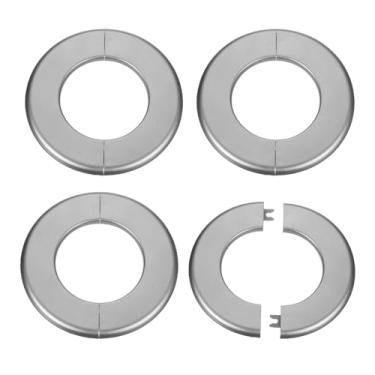 Imagem de HARFINGTON 4 peças flange dividida na parede 78 mm/3,1" placas de cobertura de encanamento autoadesivas plástico ABS placa de escudo redondo design de fivela para tubo de água banheiro decoração de