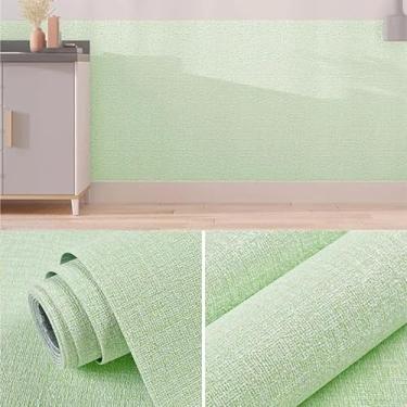 Imagem de Papel De Parede Alto Relevo Linho, Papel de Parede Texturizado Adesivo Lavável, Efeito Tecido Linho (Verde, 50cmX5m)