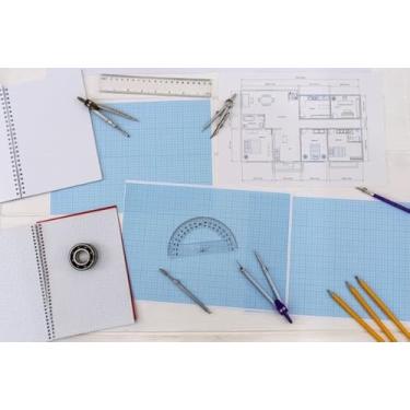 Imagem de Quadro Decorativo com Estampa Top View Millimeter Paper House Plan 50 x 50 Papel 1 unidade