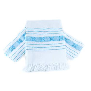 Imagem de Conjunto de 3 guardanapos mexicanos autênticos de tecido mexicano (servilletas mexicanas) cor azul claro 100% algodão para aquecedor de tortilha (Tortillero), descansos de prato e decoração de festa Fiesta