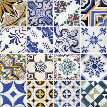 Imagem de Adesivo de Azulejo - Ladrilho Hidráulico - 10cm x 10cm - 16un - 322Azp