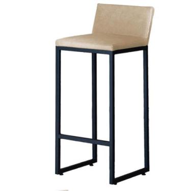 Imagem de Banqueta alta luxo dani com encosto - base metal preto - JOTABE, BEGE