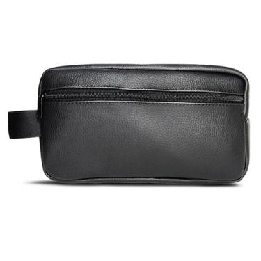 Imagem de Necessaire Feminina Pequena Bolsa de Mão Material Sintético Cor Preta 