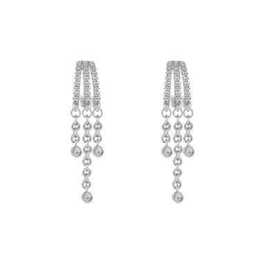 Imagem de Corrente de pingente de disco redondo delicado com borla tripla CZ argolas abertas para mulheres, boêmio, chique, exclusivo, banhado a ouro/prata, pequeno, pingente, hipoalergênico, moda, joias