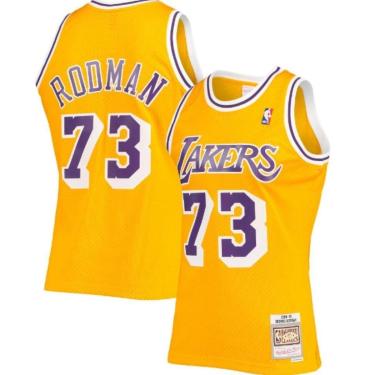 Imagem de Regata NBA Mitchell & Ness Authentic Dennis Rodman Los Angeles Lakers-Amarela-Adulta-Unissex-Masculino