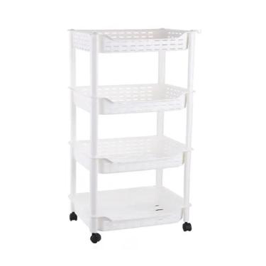 Imagem de Carrinho Organizador Multiuso Com Rodinhas – 4 Prateleiras Brancas Para Cozinha, Quarto E Escritório, Manicure - Branco