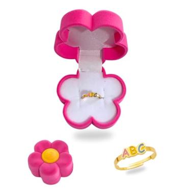 Imagem de Anel Formatura Abc Infantil Regulavél Colorido Com Caixinha de Presente (FLOR)