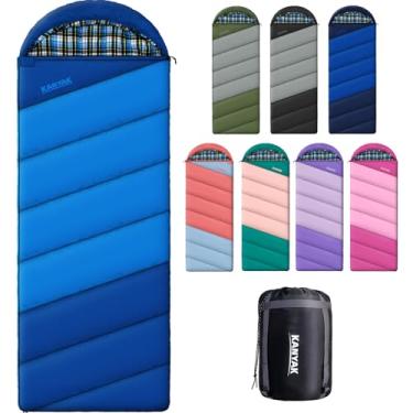 Imagem de Sacos de dormir azuis para adultos, adolescentes, clima frio e quente, 3-4 estações, saco de dormir de flanela de algodão, equipamento essencial de acampamento leve e compacto, caminhadas, atividades