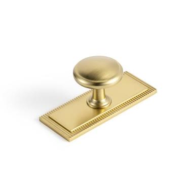 Imagem de Goo-Ki Puxadores de gaveta de armário de bronze champanhe com placa traseira ou espaçador, ferragens de cozinha de liga de zinco - Pacote com 6 alças de barra de furo único