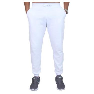 Imagem de Calça Moletom Lisa Masculino  Academia Lançamento Slim - LGAMN, Branco