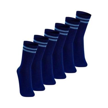 Imagem de Kit com 6 Pares de Meias Esportiva Cano Longo Lupo 3292-009, Azul mari