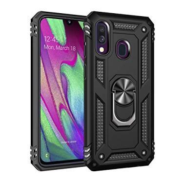 Imagem de SORAKA Capa para Samsung Galaxy A40 com suporte para anel Capa Slim Fit de TPU macio Capa Samsung Galaxy A40 com placa de metal para suporte magnético de telefone para carro