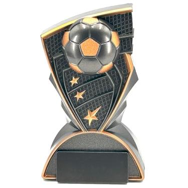 Imagem de Express Medals Troféu de futebol, 16,5 cm, grafite preto com acabamento dourado, sólido Heavy Sports Award Trophies Plaque Champion