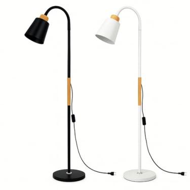 Imagem de Luminária Abajur De Chão Pedestal Articulada Flexível 1,60m Estilo Clássica (Branco)