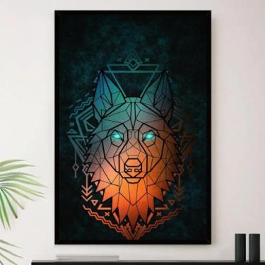 Imagem de Genérico, Quadro Lobo Geometrico Colorido Decorativo A4 23x33cm