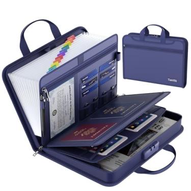 Imagem de Organizador de arquivos sanfonado à prova de fogo com fechadura, organizador de documentos espesso, 13 bolsos com zíper e etiquetas, organizador de documentos importante, pasta de arquivos expansível