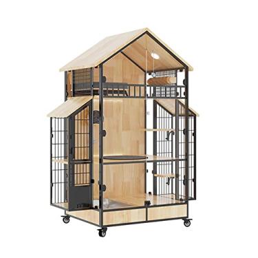 Imagem de Gaiola para gatos Villa panorâmica para gatos com vaso sanitário de madeira para Gaiola grande para domésticos Maca para