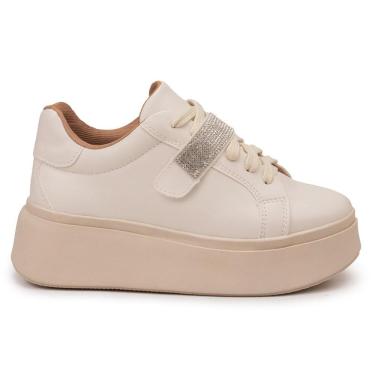 Imagem de Tênis Feminino Plataforma Casual Strass Removível