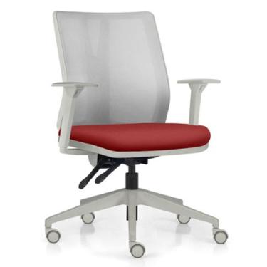 Imagem de Cadeira de Escritório Giratória Diretor Flow F02 Base Cinza Sintético Vermelho - Lyam Decor