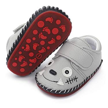 Imagem de LAFEGEN Sapatos de caminhada para bebês meninos e meninas com parte inferior rígida antiderrapante couro PU para uso ao ar livre tênis infantil de papelão para meninos e meninas (3 a 18 meses), 01 Grey Wolf, 6-12 Months Infant