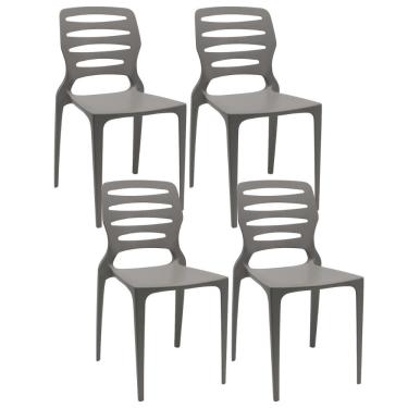 Imagem de Kit 04 Cadeiras Para Cozinha Área Gourmet Jardim Empilhável Larsen P03 Basalto - Lyam Decor