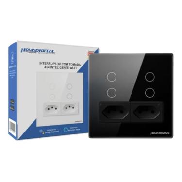 Imagem de Interruptor Inteligente Wifi Novadigital 4 Teclas Botões Touch 2 Tomadas 10a 4x4 Compatível Tuya Smart Life Alexa Google Assistent - Novadigital