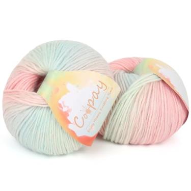 Imagem de Coopay Fio para tricô de crochê, fios de bolo gradiente, 2 × 100 g - 240 m - 50% algodão 50% acrílico ombré, fio de crochê para cobertores, xales, cachecóis (111 rosa-macio)