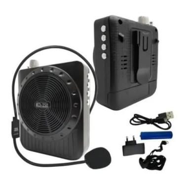 Imagem de Megafone Portátil Multifuncional com Microfone Headset, USB, MP3, Rádio FM, Bateria Recarregável