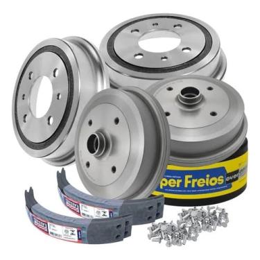 Imagem de Kit Freio Completo Compatível com Fusca 1300 1500 com 4 Tambores HF07 HF60 + 2 Jogos de Lonas VW262 + 80 Rebites – Dianteiro e Traseiro 4 Furos 4x130