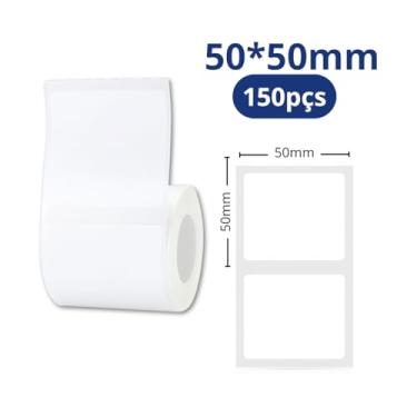 Imagem de Niimbot Etiqueta Compatível Adesiva Quadrada, Branco,50x50mm, 150 Etiquetas por Rolo,para Impressora B1. Papel impermeável, organização, escritório, lavanderia, cód de barras, autoadesivo.