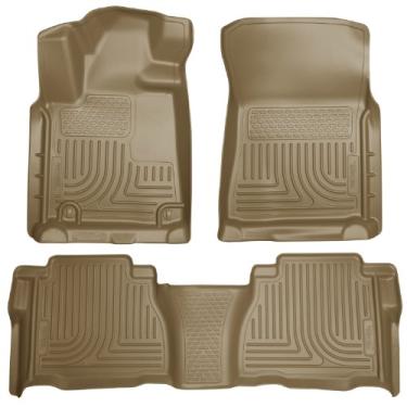 Imagem de Husky Liners serve para Toyota Tundra 2007-11 CrewMax/Dupla cabine Weatherbeater frente e tapetes de chão de segundo assento (cobertura de rodapé)
