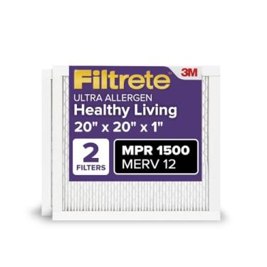 Imagem de Filtrete 51 x 51 x 20 cm, filtro de ar para fornalha AC, MPR 1500, Healthy Living Ultra Allergen, pacote com 2 (dimensões exatas 50 x 50 x 0,78)