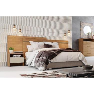 Imagem de Cabeceira para Cama Box Casal com 2 Mesas de Cabeceira - Prime-Cumaru off white  - Móveis Novo Horizonte