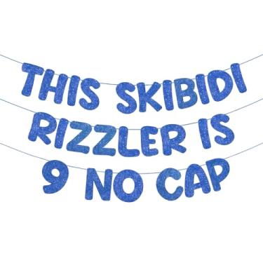 Imagem de Fulmoon Pre Strung This Skibidi Rizzler Is 9 No Cap Glitter Banner 9th Birthday Party Decorations, Funny Birthday Sign, Party Supplies, Ideas, Presentes, Navy Blue