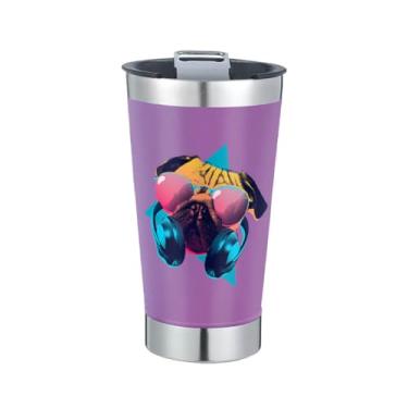 Imagem de Copo Térmico Pug Pop Dog Cachorro Com Tampa e Abridor Chopp Cor:Roxo
